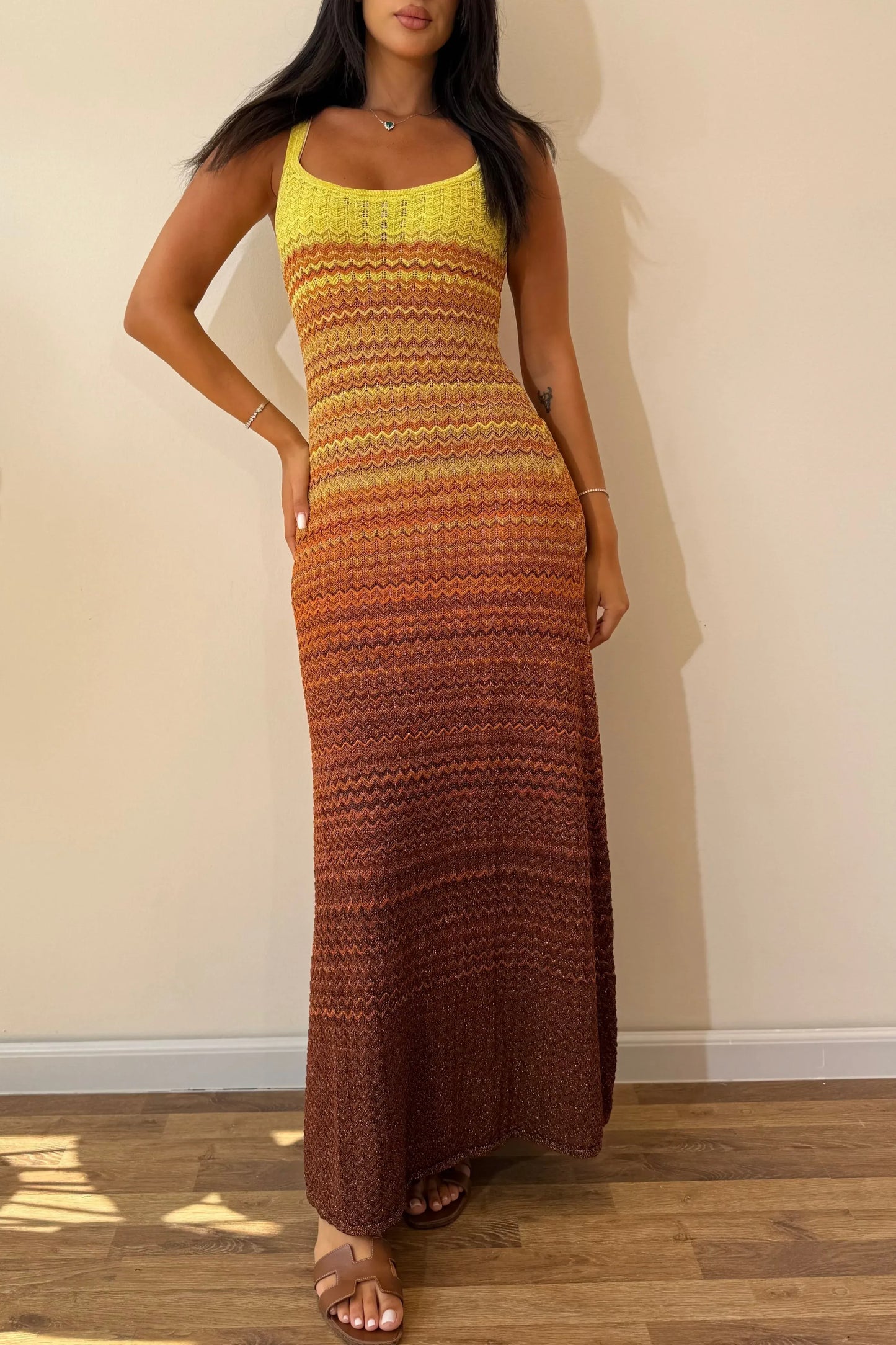 Margot gestricktes Maxi-Kleid Sunset