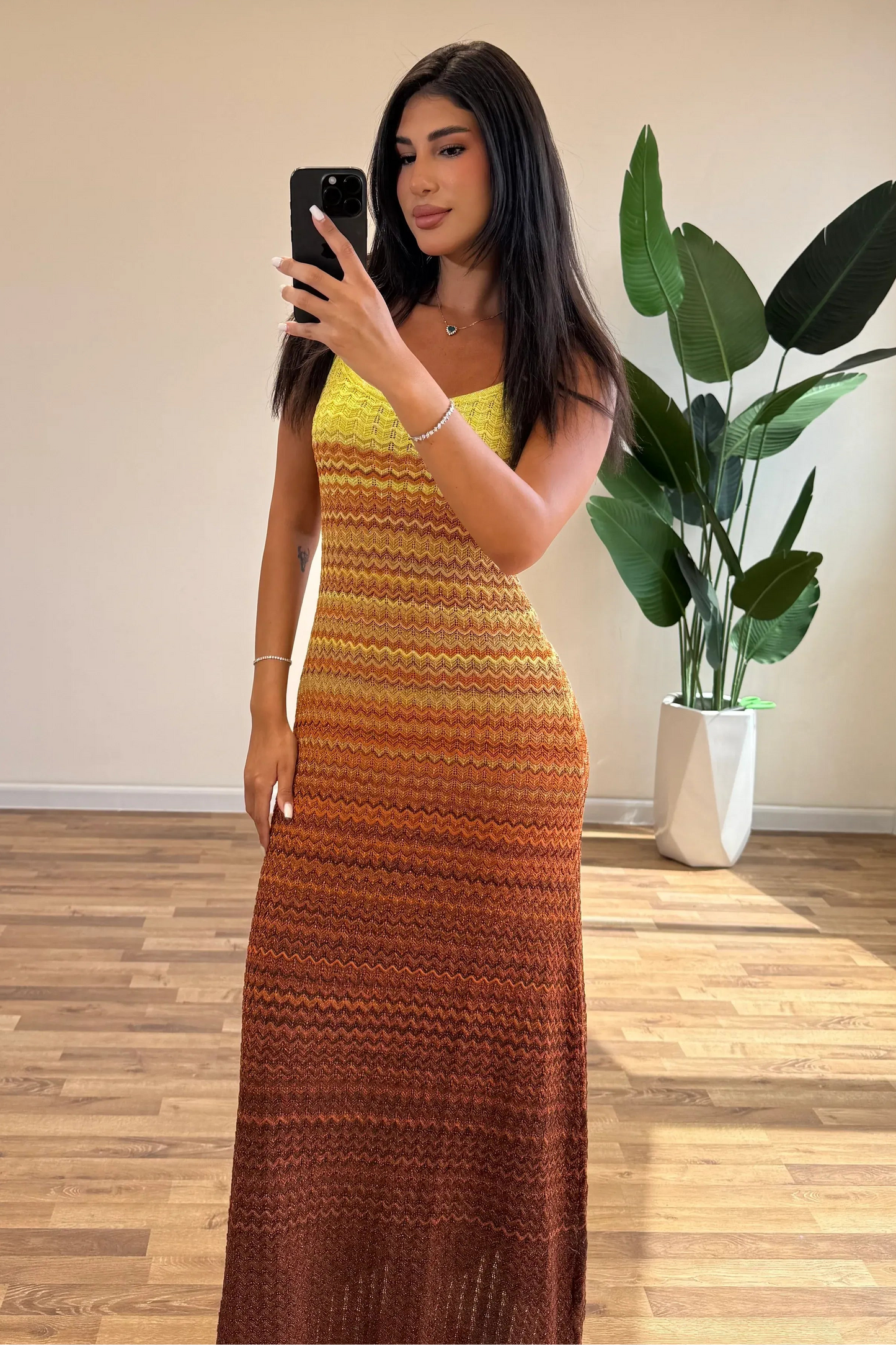 Margot gestricktes Maxi-Kleid Sunset