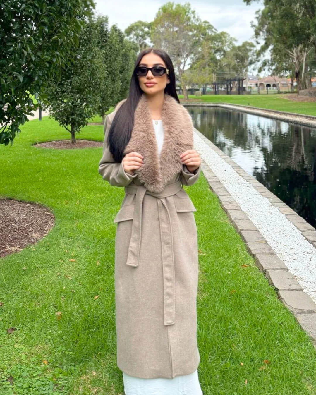 Lola Faux Fur Collar Maxi Coat