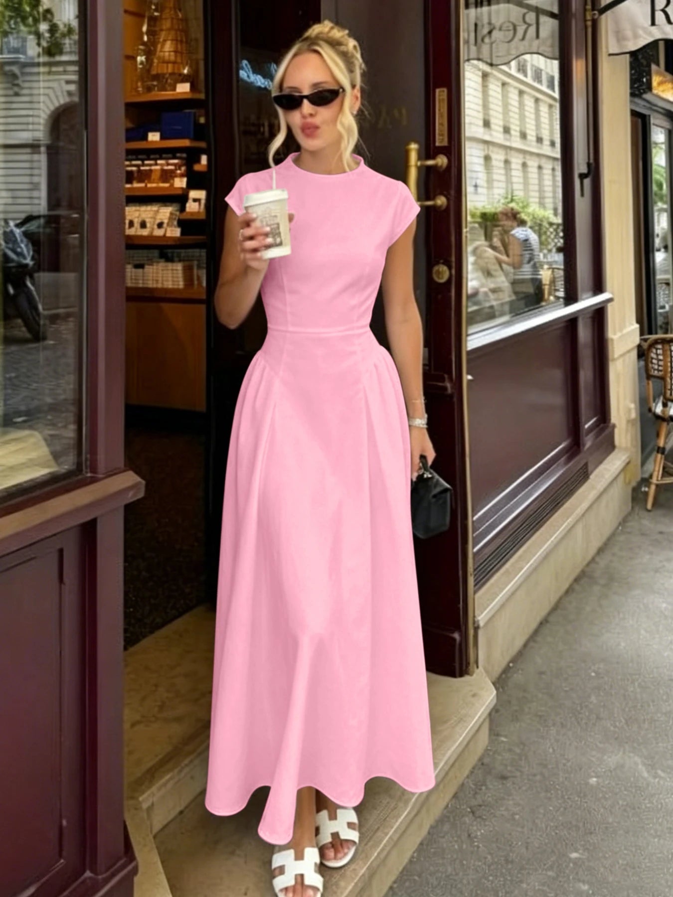 Sienna Flare Maxi Dress with Cap Sleeves
