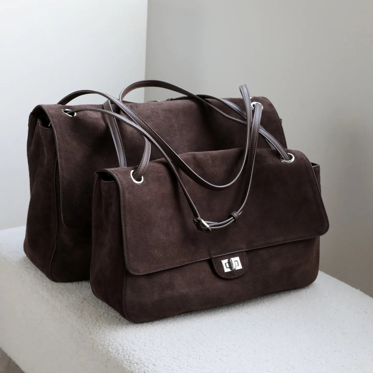 Lena Frosted Cowhide Retro Tote Bag