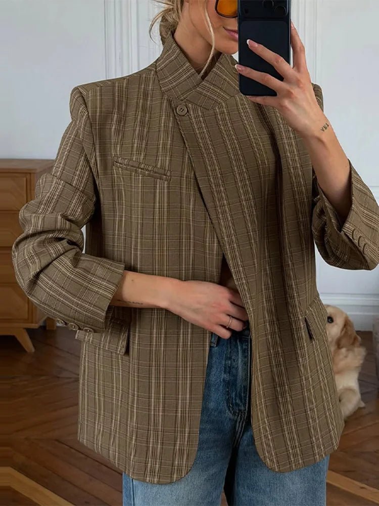 Melanie Karo-Blazer mit Stehkragen