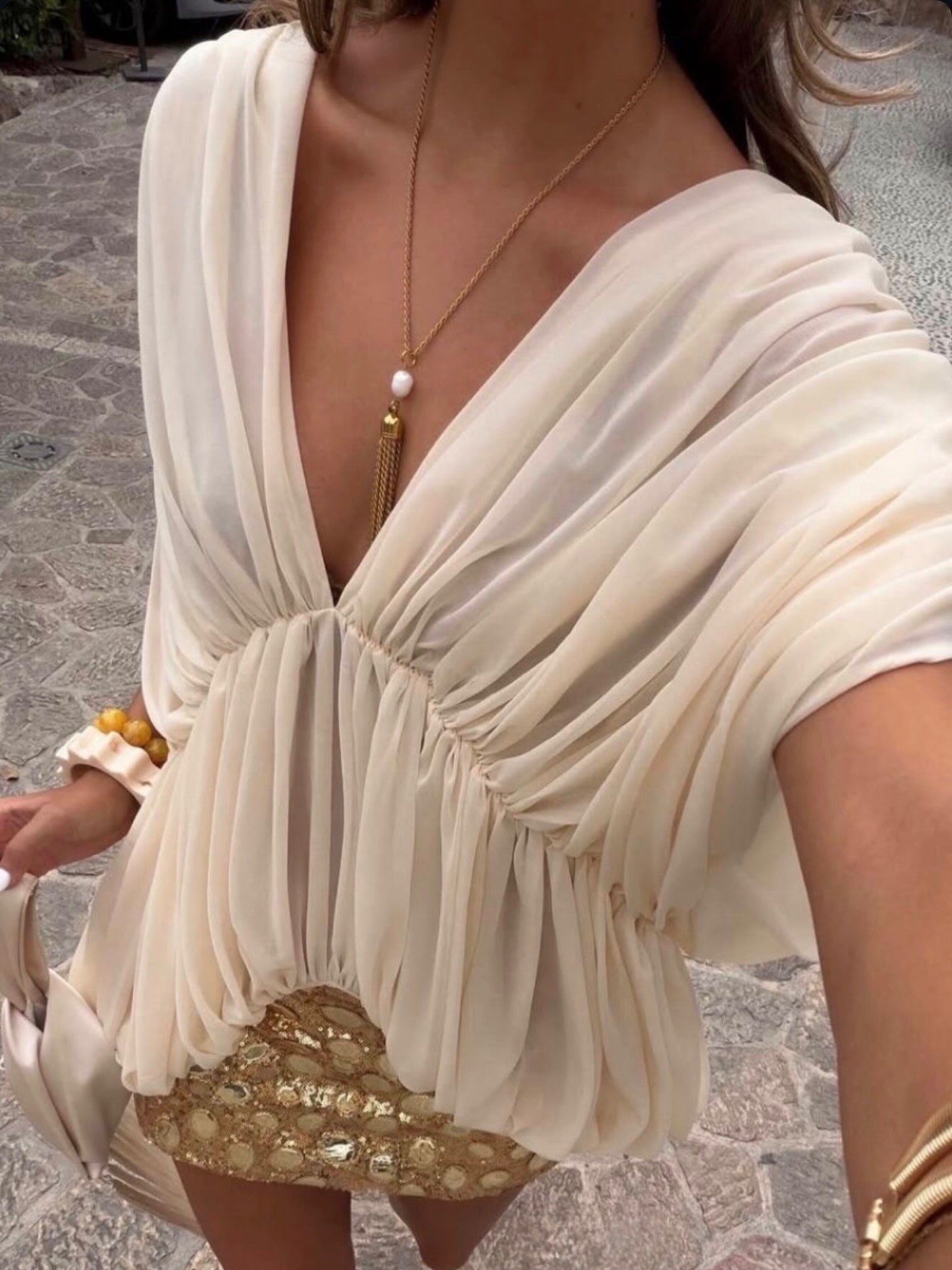 Miriam drapiertes Chiffon‑Top