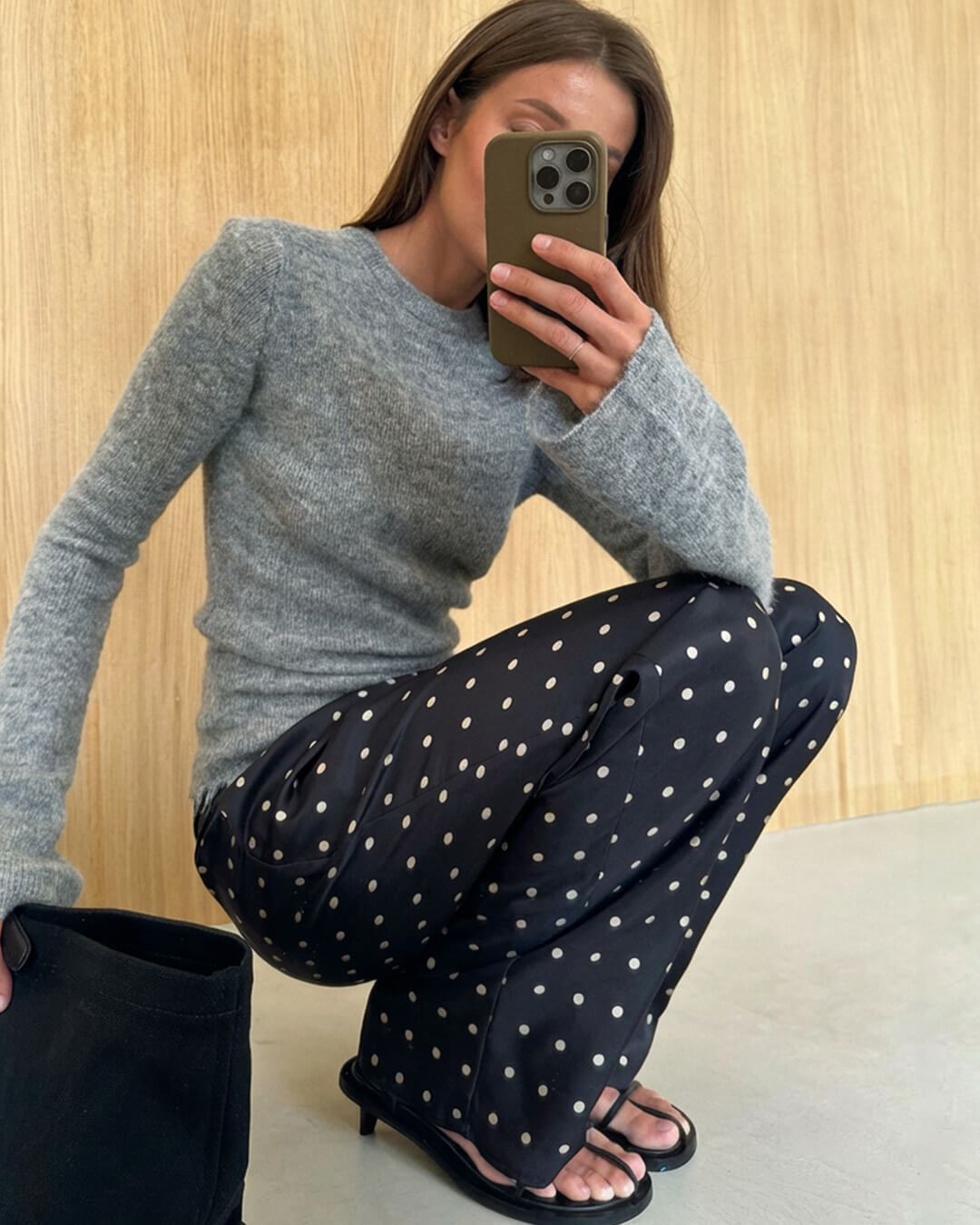 Evita Satin-Hose mit Polka-Dots