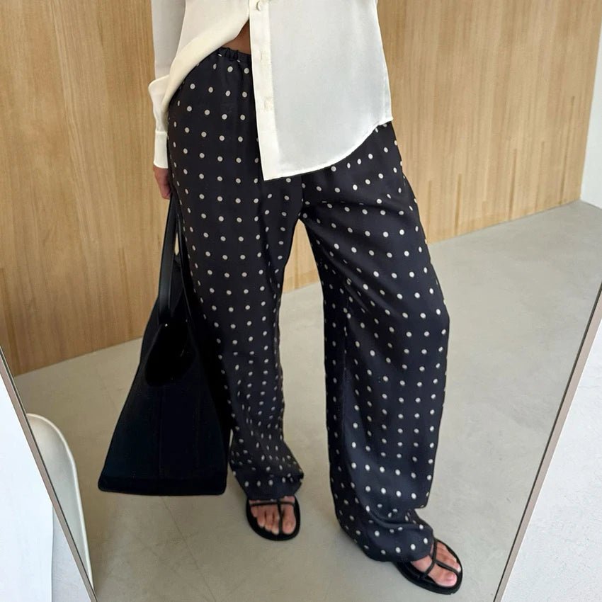 Evita Satin-Hose mit Polka-Dots