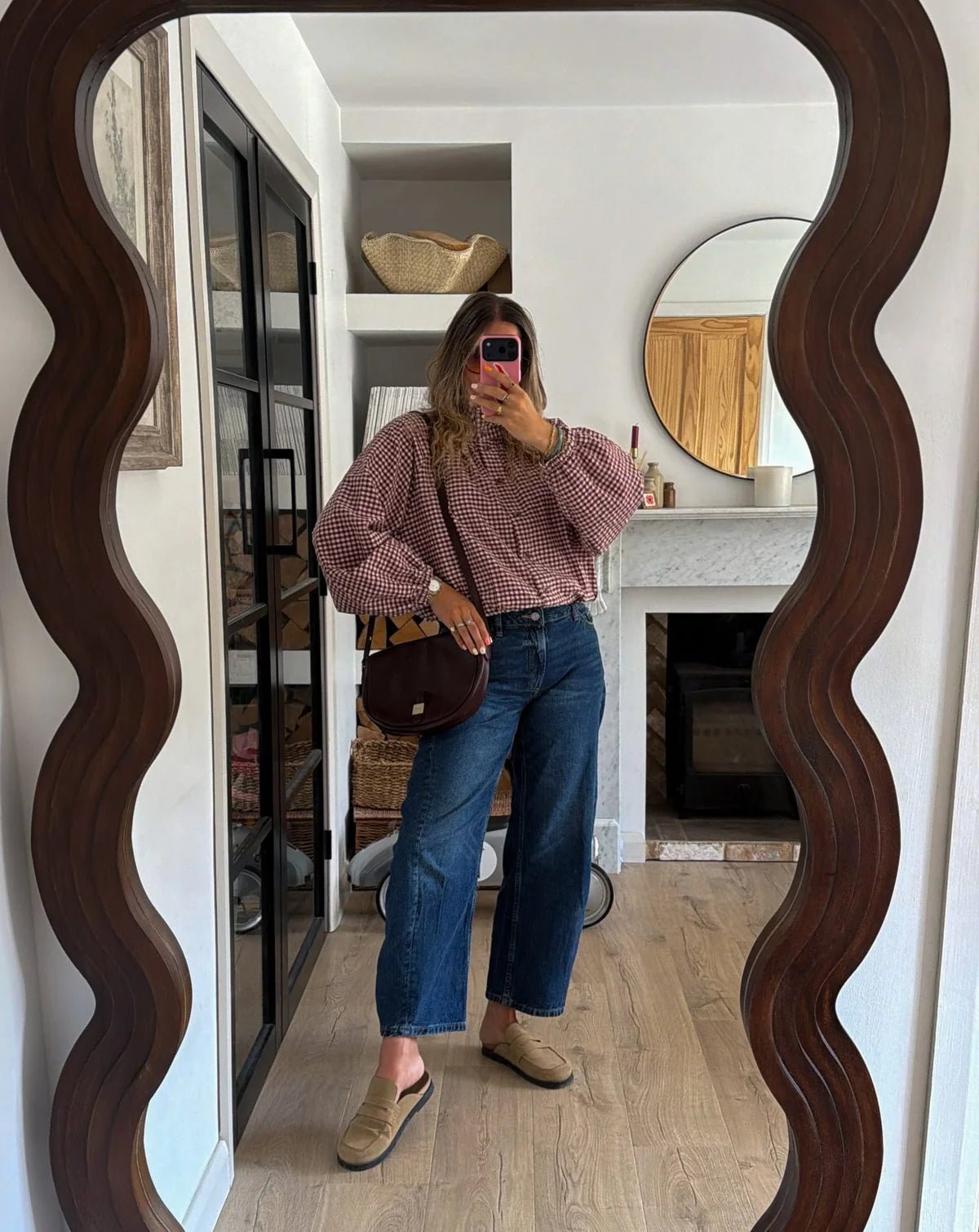 Mila Karierte Jacke mit Kordelzug und hohem Kragen