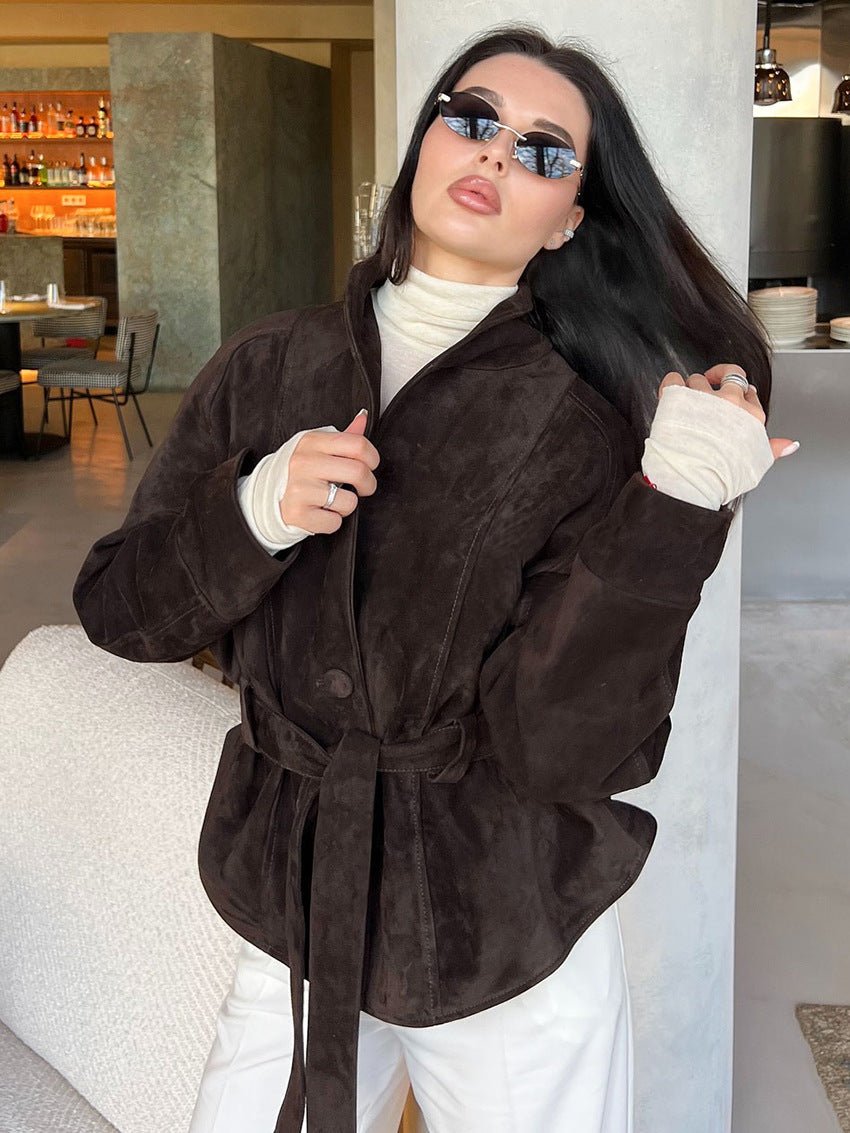 Annie Belted Suede Trench Coat
