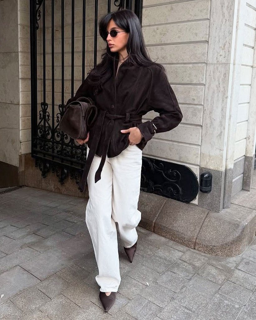Annie Belted Suede Trench Coat