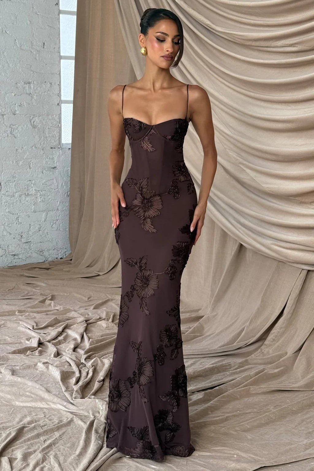 Scarlett Applique Tie-Back Evening Dress