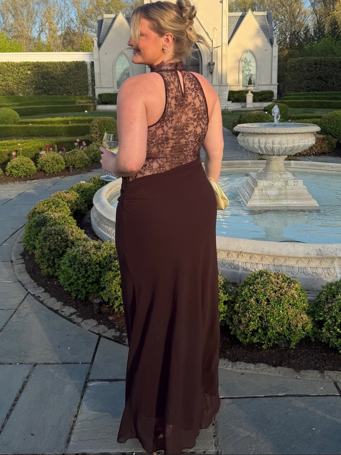 Sienna Halter Lace Maxi Dress