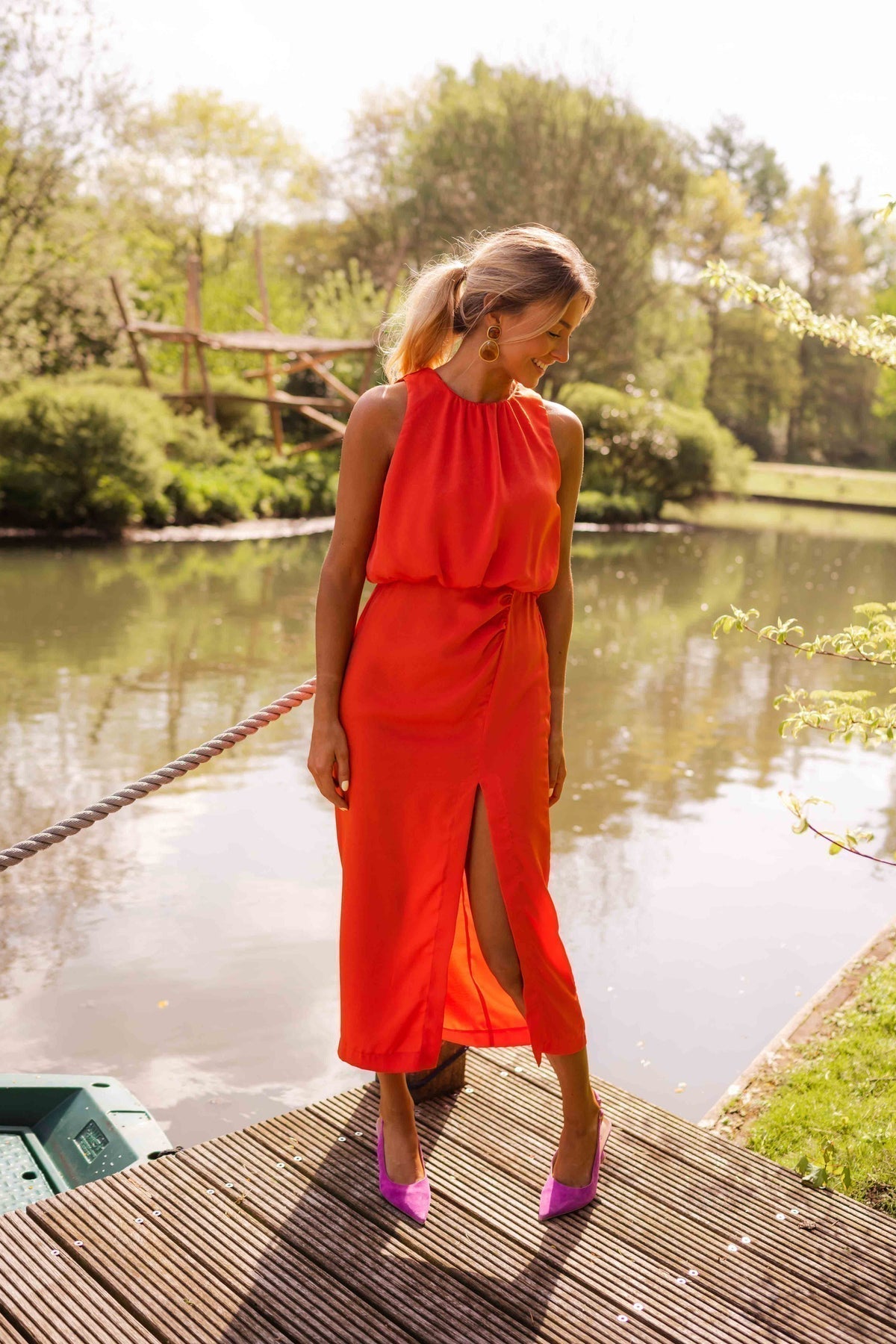 Julie ärmelloses Midikleid