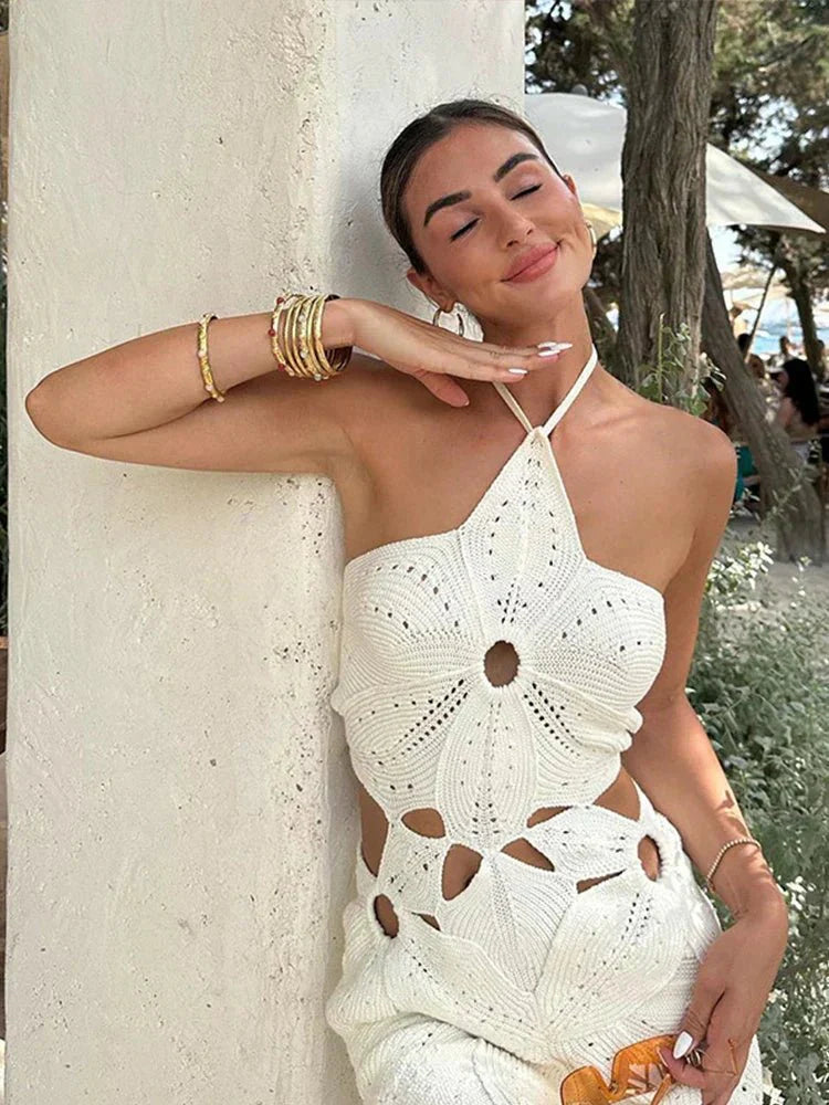Lorna Häkel-Minikleid mit Halterneck