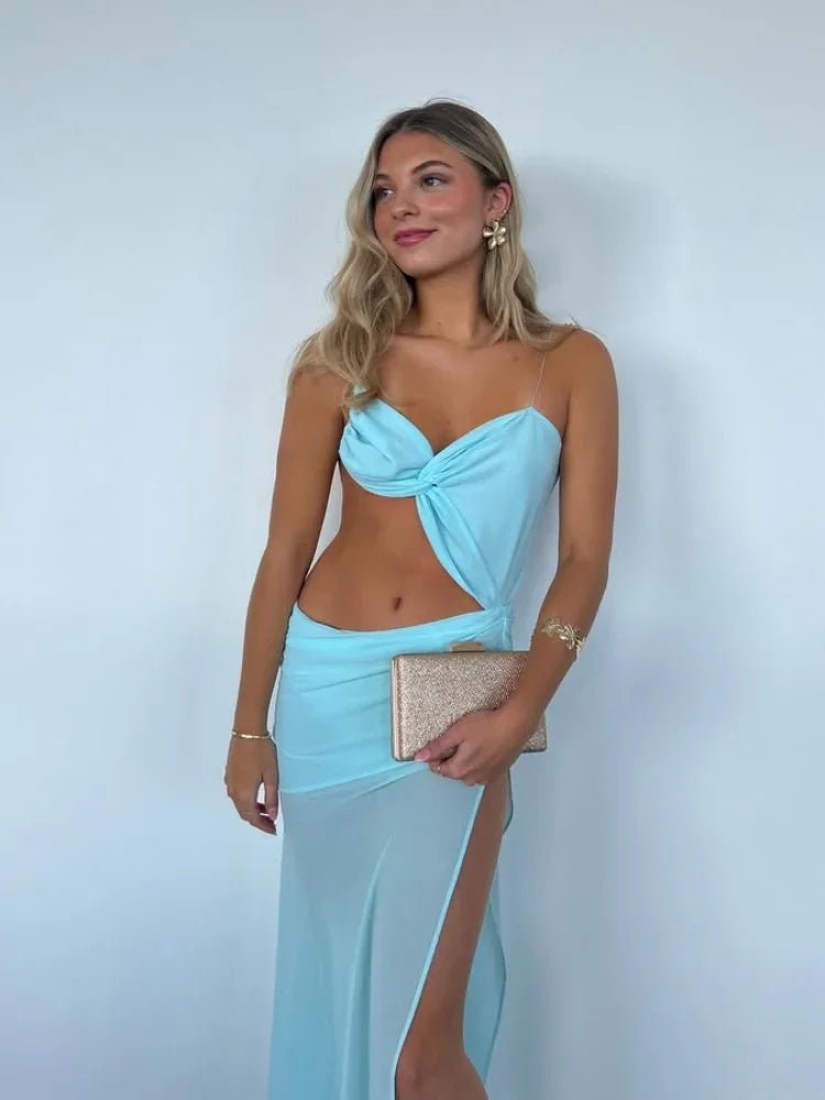 Isabelle Mesh Cutout Maxi Kleid