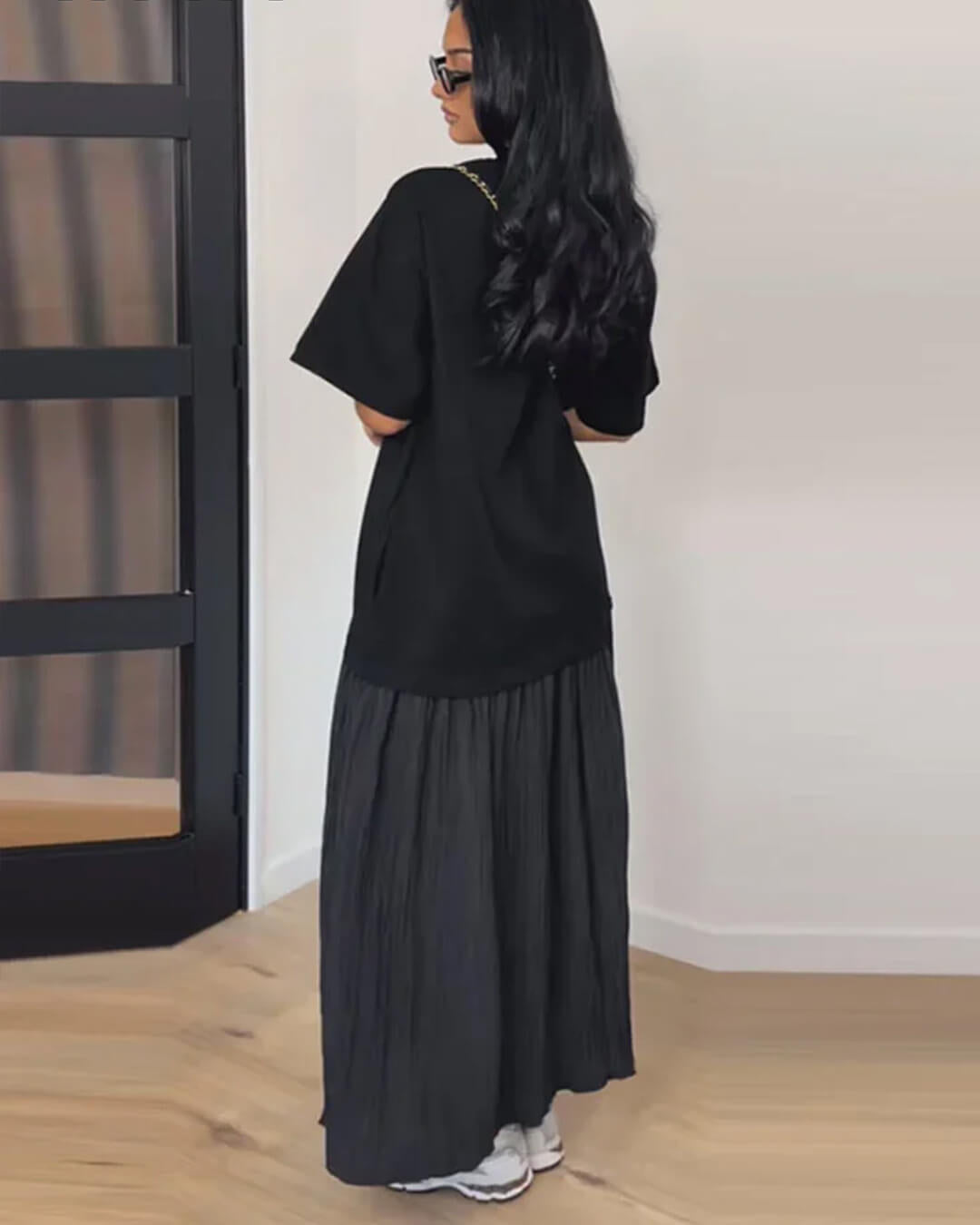 Amybeth Plissiertes Patchwork-Midikleid