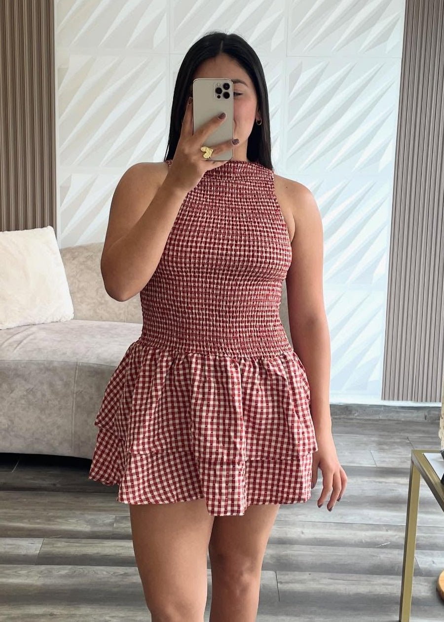 Linda Plaid Smocked Mini Dress