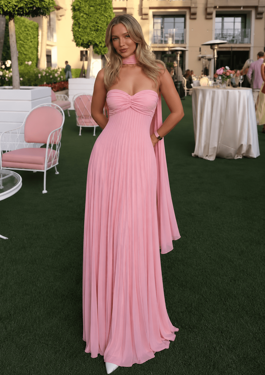 Ilaria Mesh Maxi-Kleid mit Schal