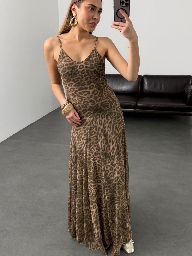 Lara Maxikleid mit Leopardenmuster