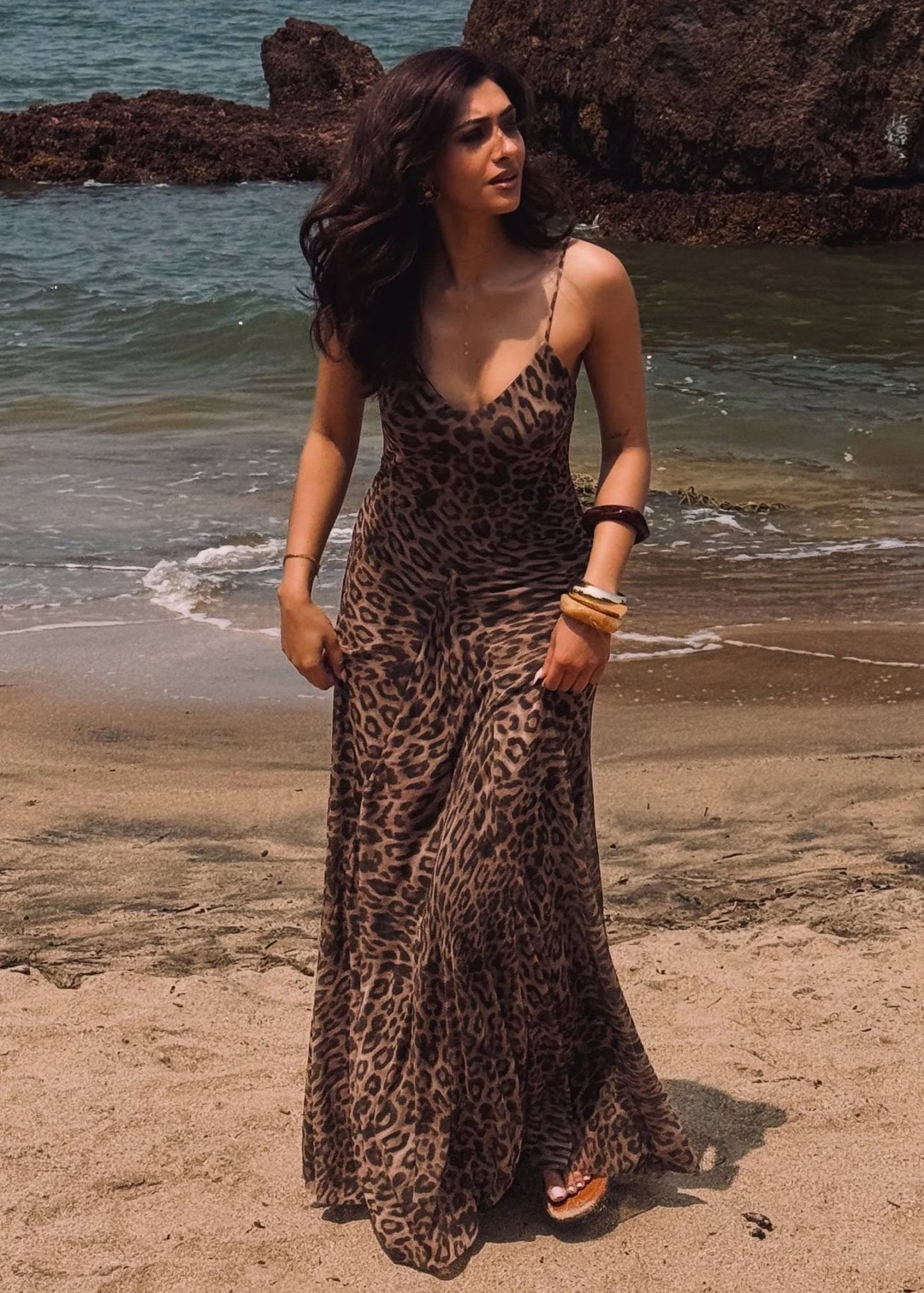 Lara Maxikleid mit Leopardenmuster