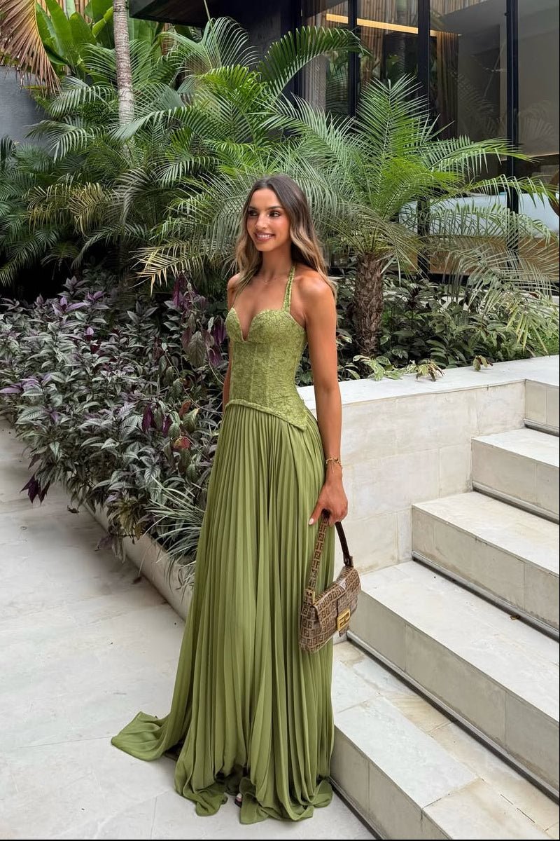 Miranda Pleated Corset Maxi Dress