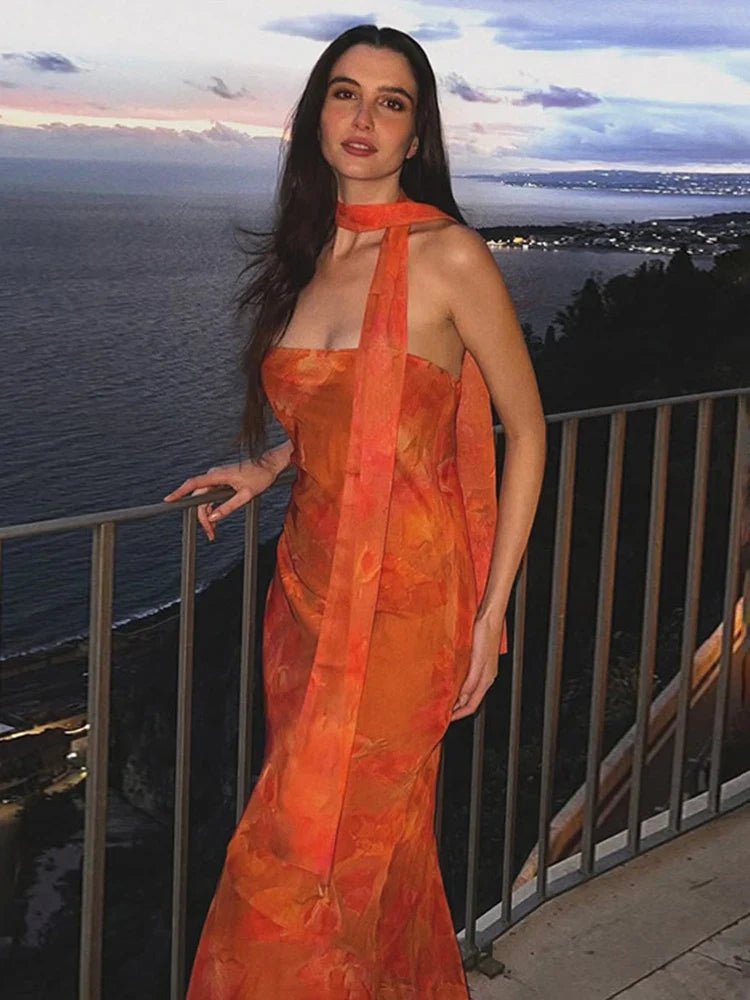 Rina trägerloses Mesh-Maxikleid