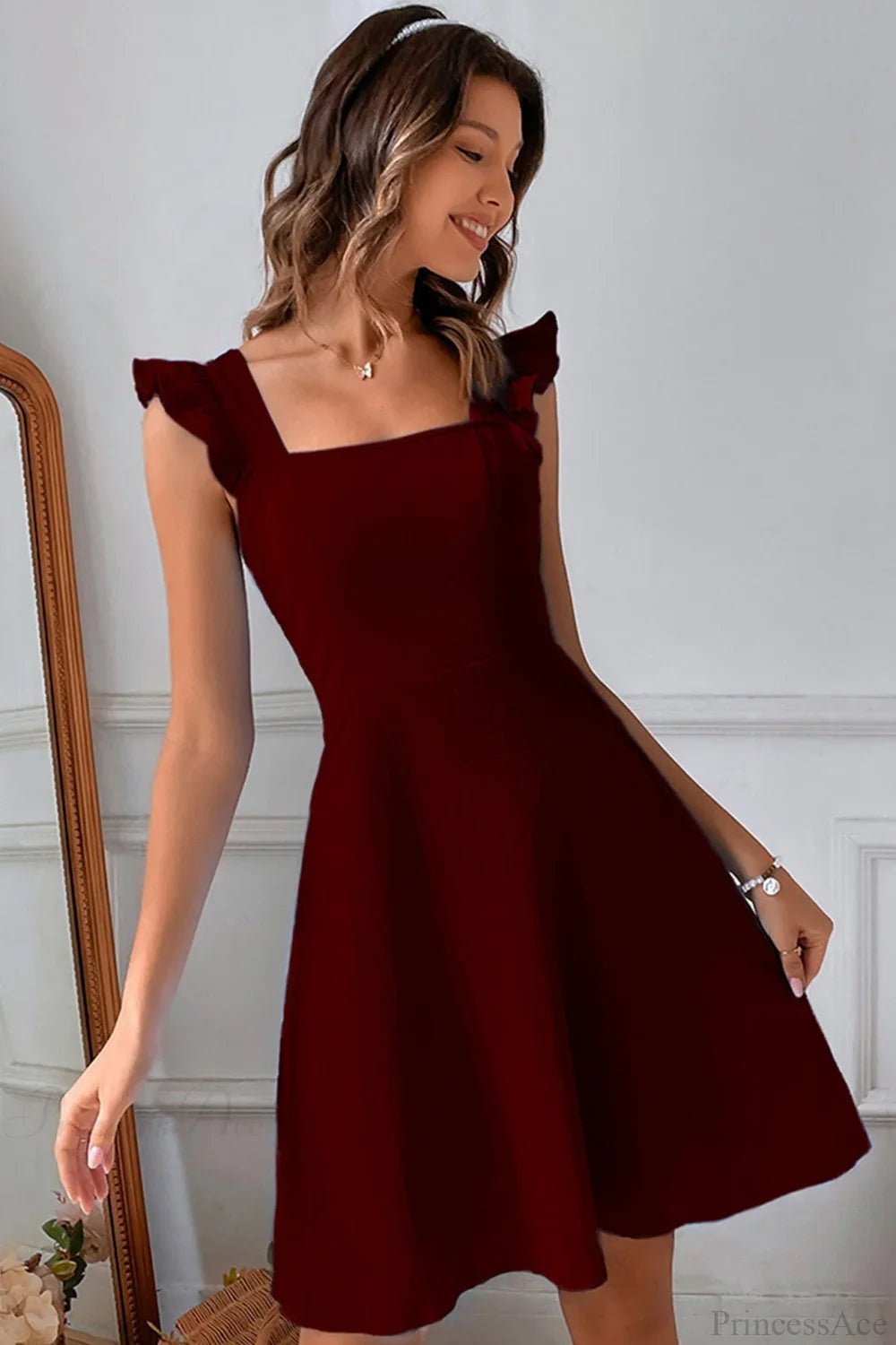 Mary Ruffle Tie-Back Mini Dress