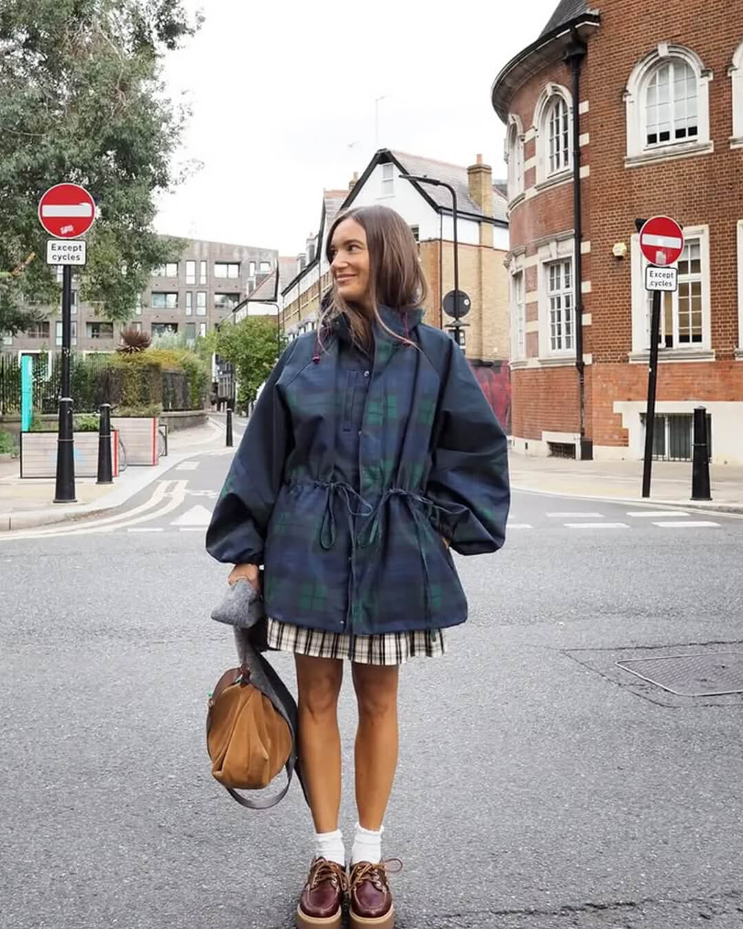 Linda Oversize Karierte Lace-Up Jacke