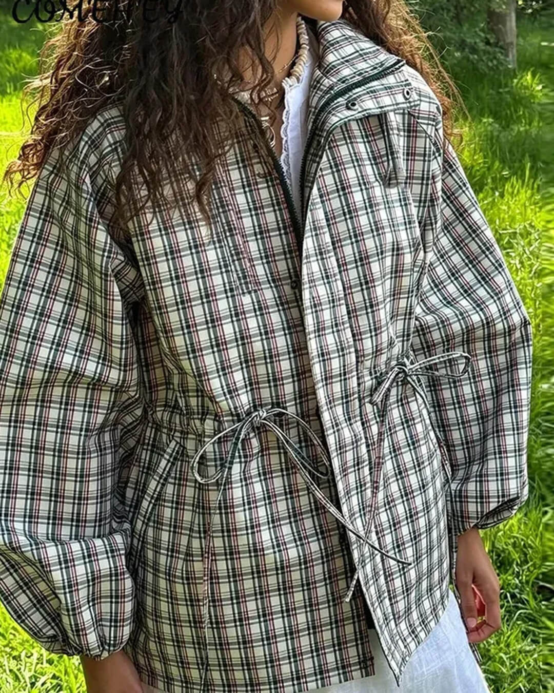 Gina Retro Karierte Kapuzenjacke