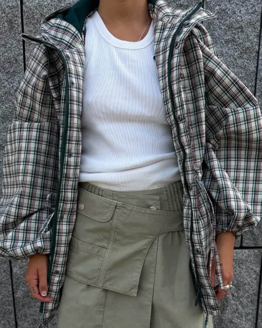 Gina Retro Karierte Kapuzenjacke