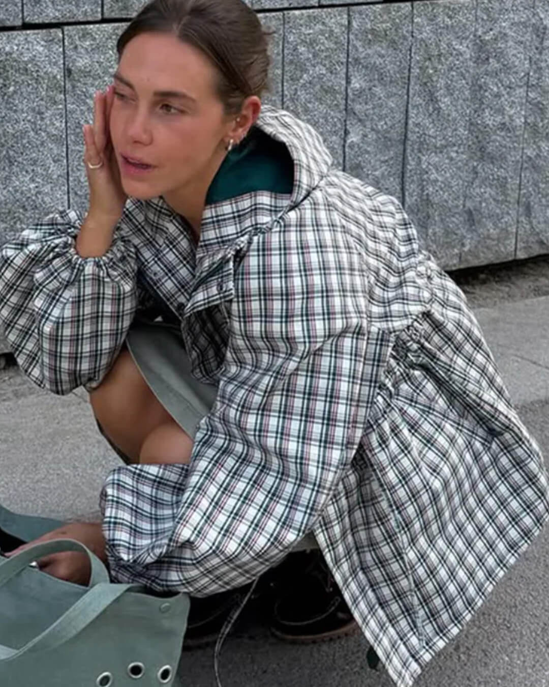 Gina Retro Karierte Kapuzenjacke