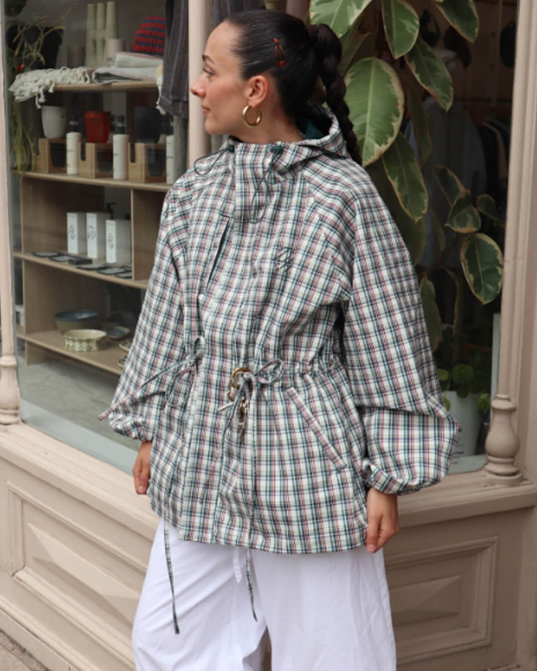 Gina Retro Karierte Kapuzenjacke