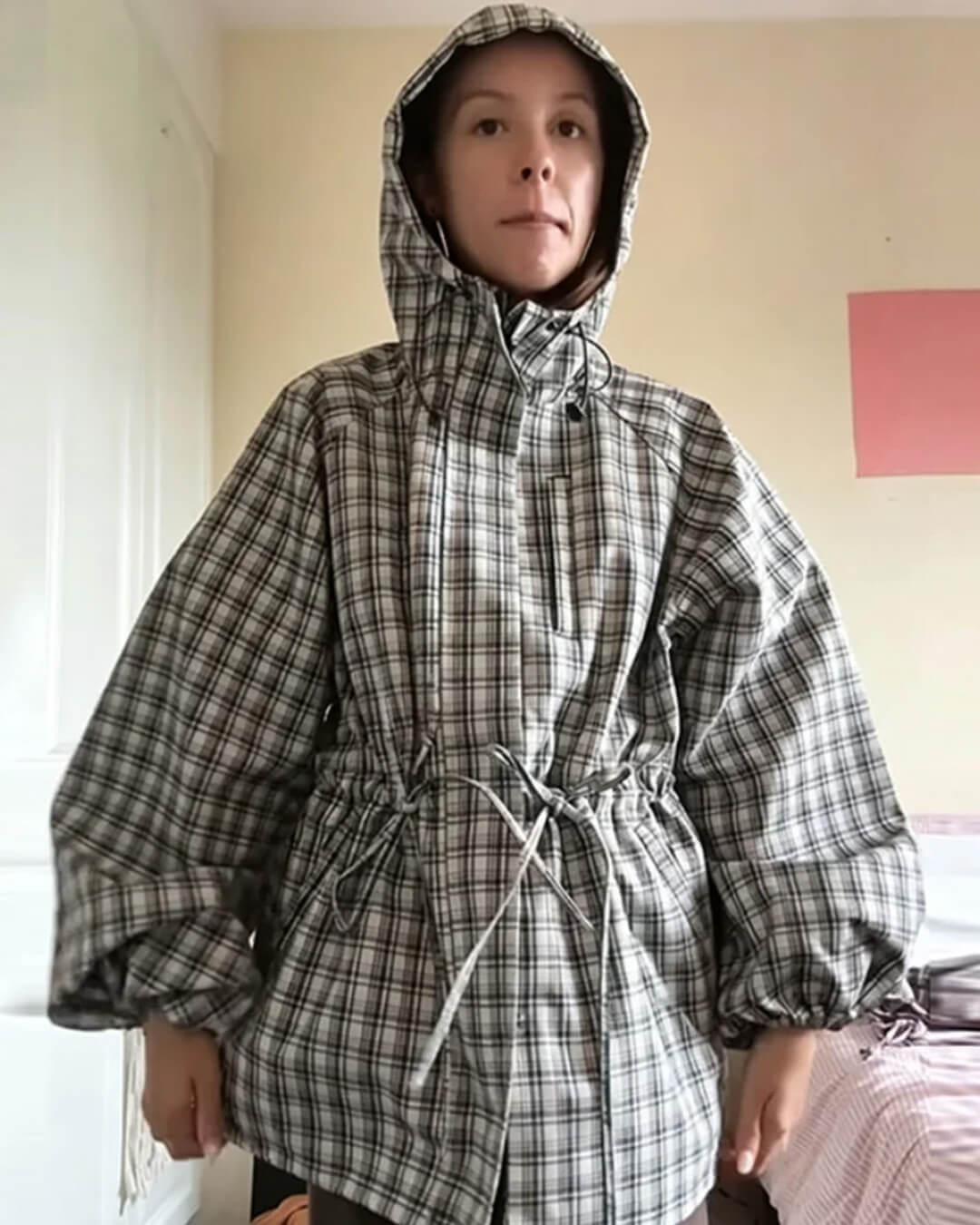 Gina Retro Karierte Kapuzenjacke