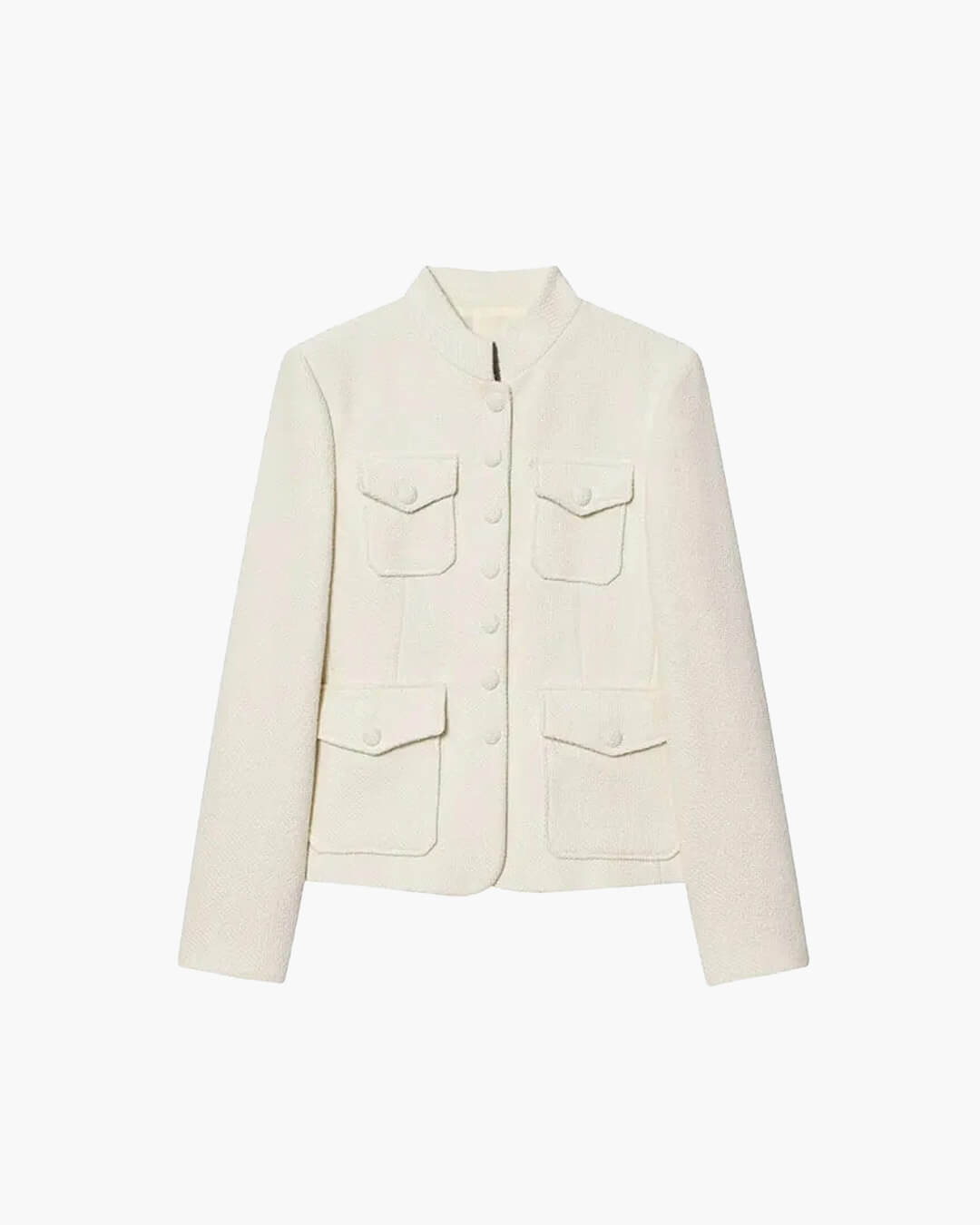 Anna Stand Collar Flap Pockets Blazer