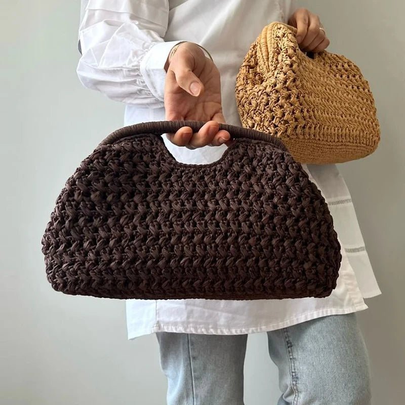 Sophia Geflochtene Stroh-Muschel-Clutch