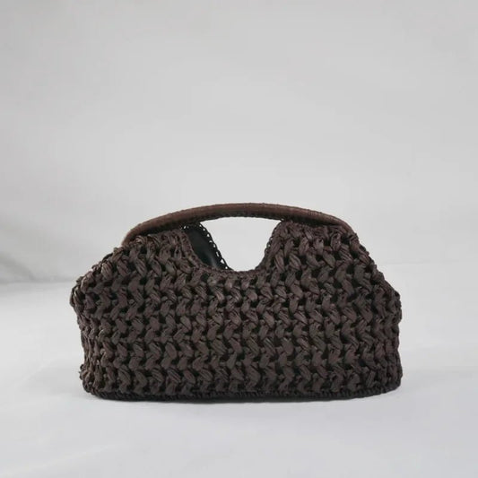 Sophia Geflochtene Stroh-Muschel-Clutch