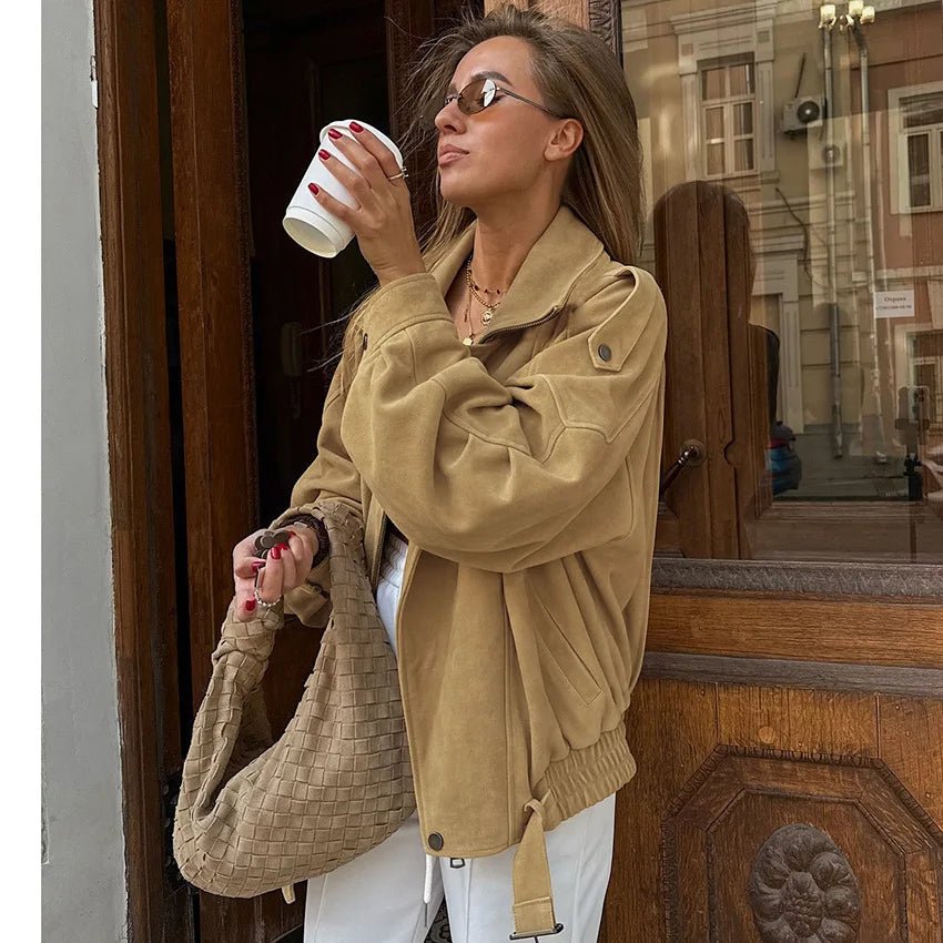 Erica Oversized Bomberjacke aus Kunstvelours