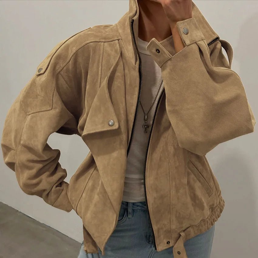 Erica Oversized Bomberjacke aus Kunstvelours