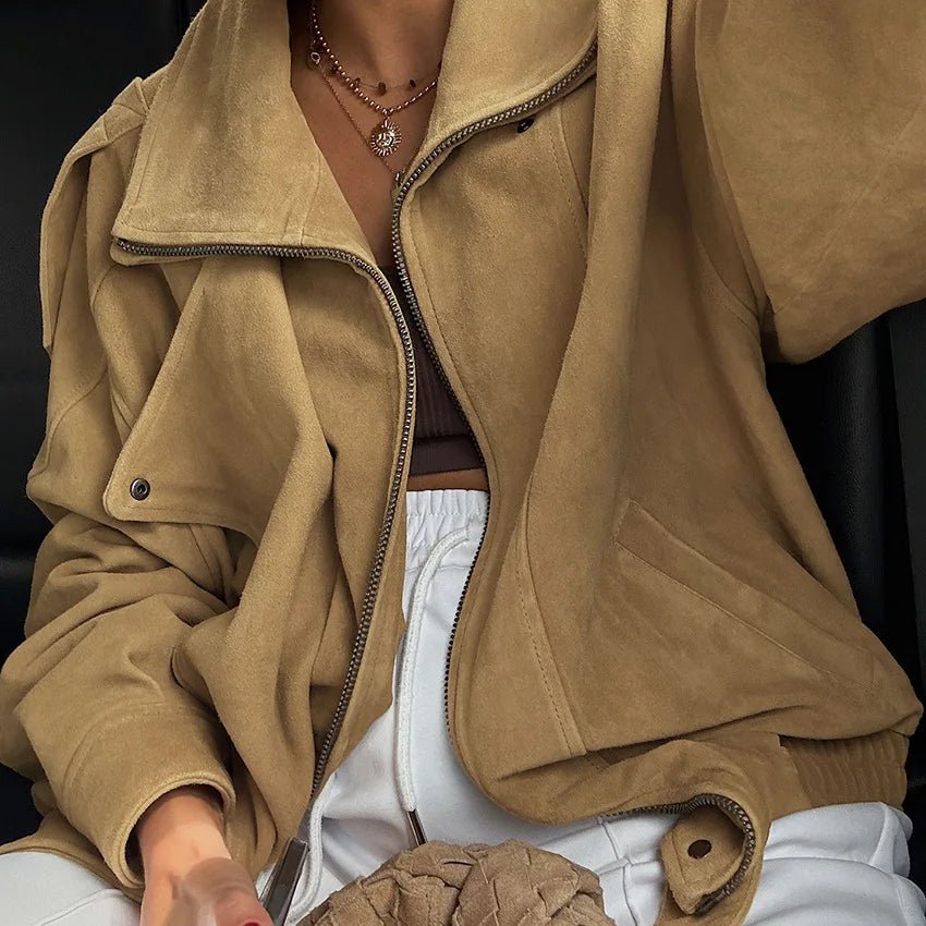 Erica Oversized Bomberjacke aus Kunstvelours