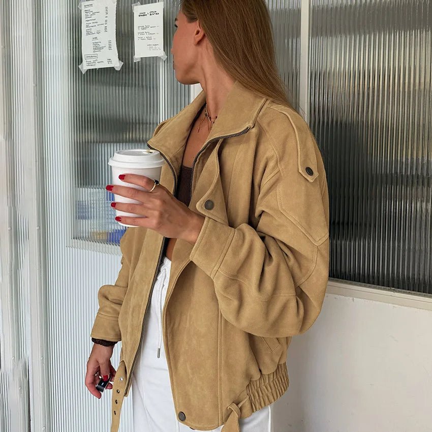 Erica Oversized Bomberjacke aus Kunstvelours