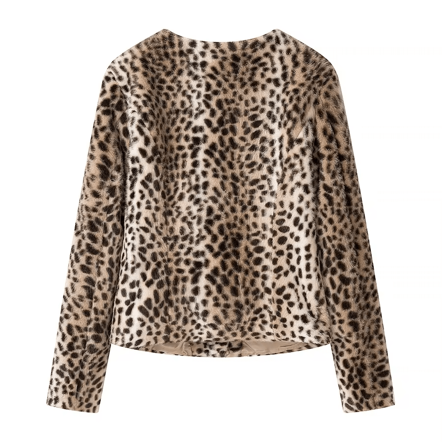 Katie Leoparden-Kunstfell Cropped Jacke