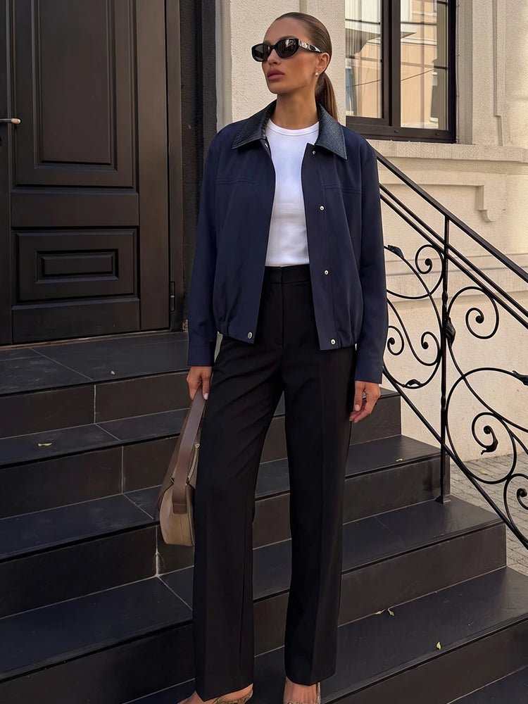 Naomi Contrast Collar Bomber Jacket