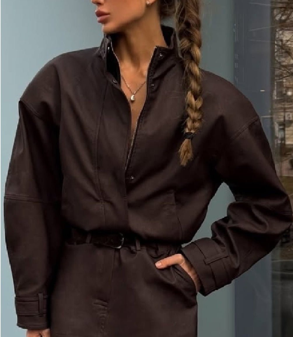 Emily Jacke aus Kunstveloursleder mit Reißverschluss