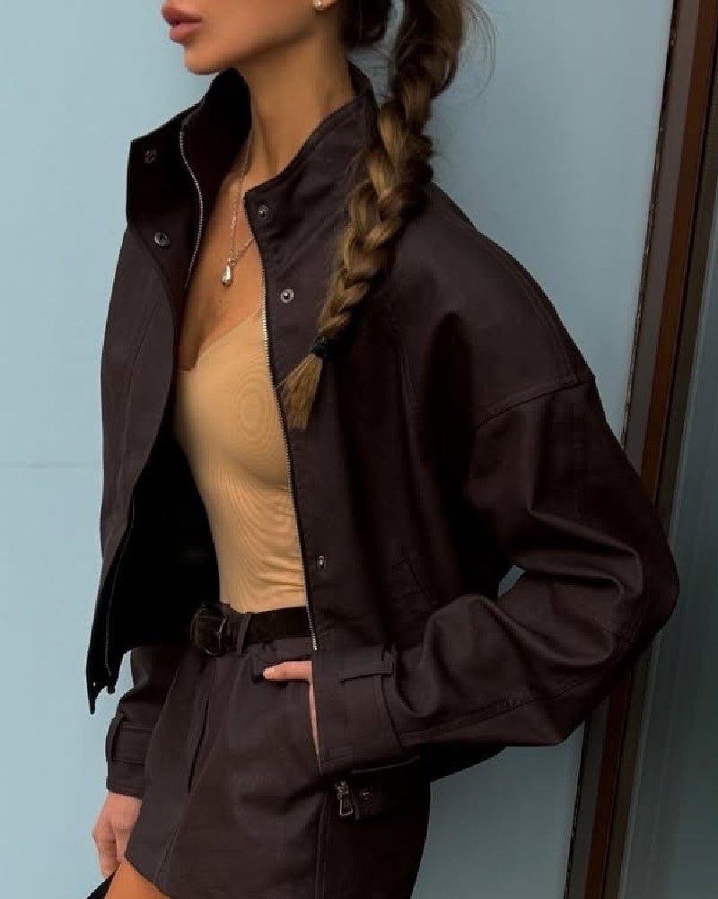 Emily Jacke aus Kunstveloursleder mit Reißverschluss