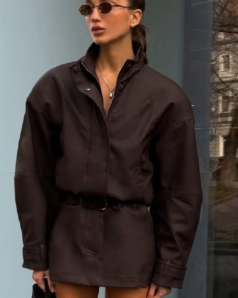 Emily Jacke aus Kunstveloursleder mit Reißverschluss