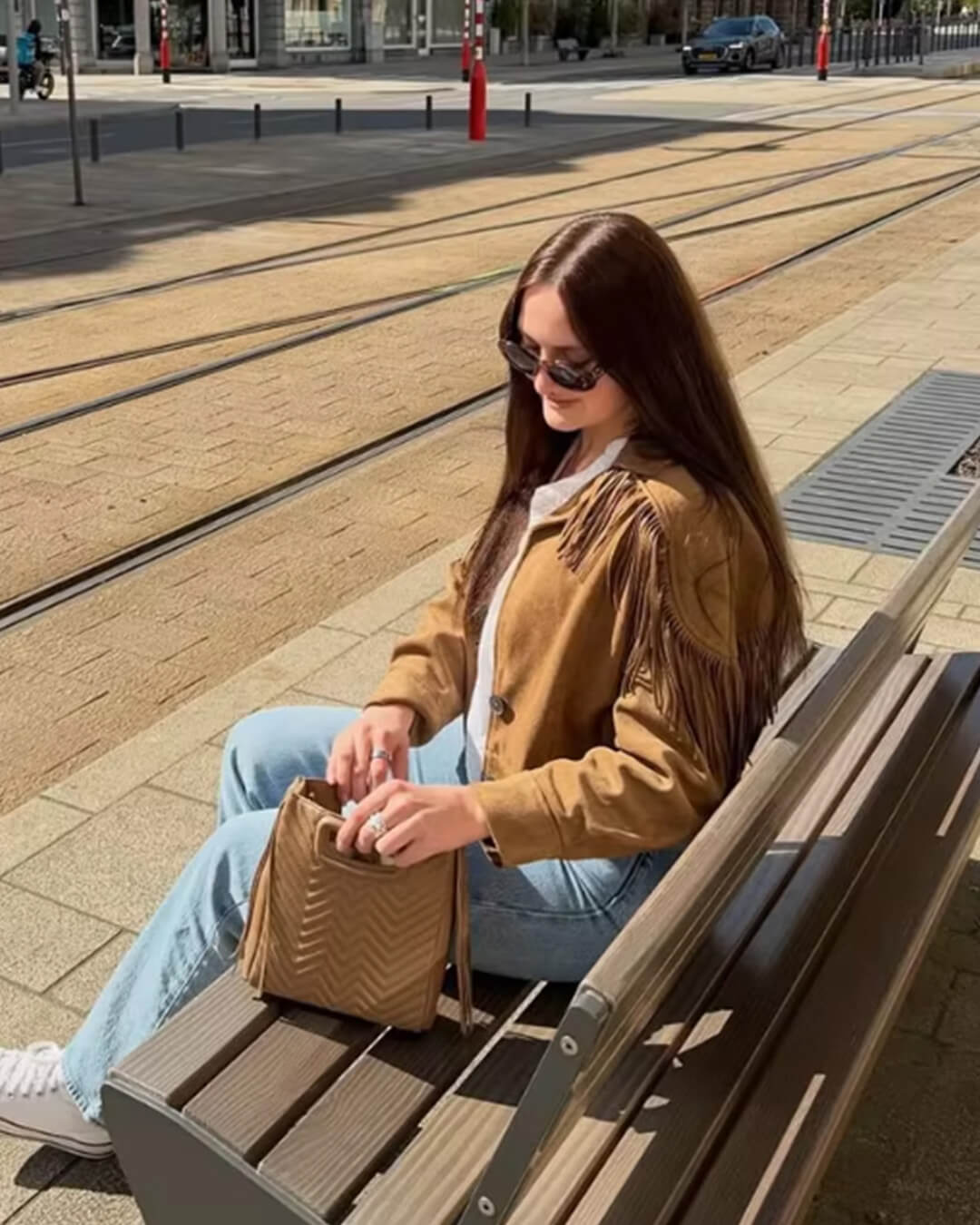Julie Kunst-Wildleder Fransen Westernjacke