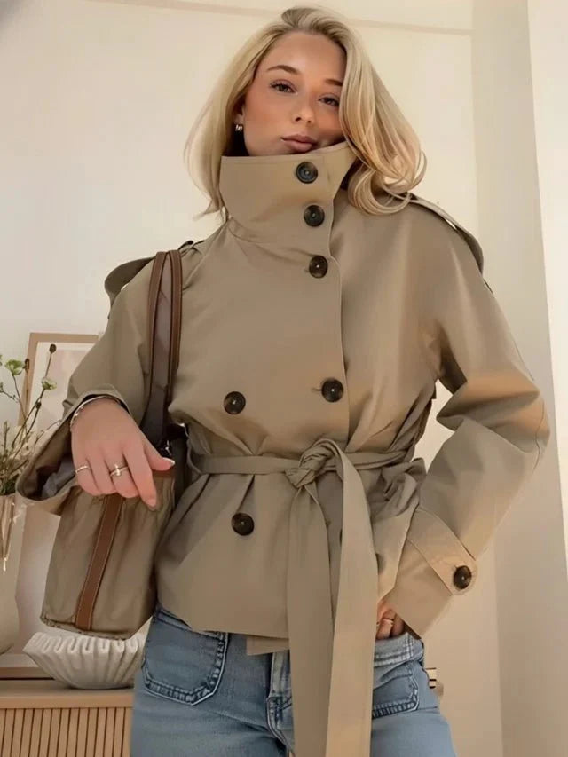 Anna taillierter Kurz-Trench mit Gürtel