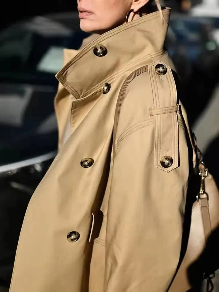 Brynn Stand Collar Cropped Trench Coat