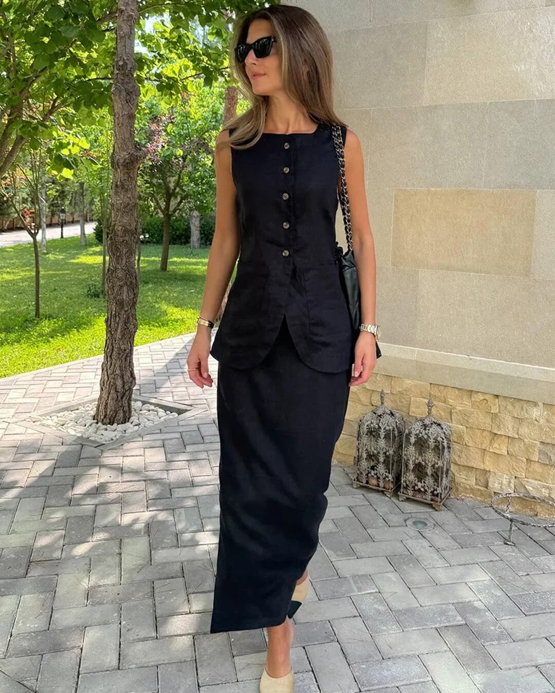 Annalise Ärmelloses Leinen-Set