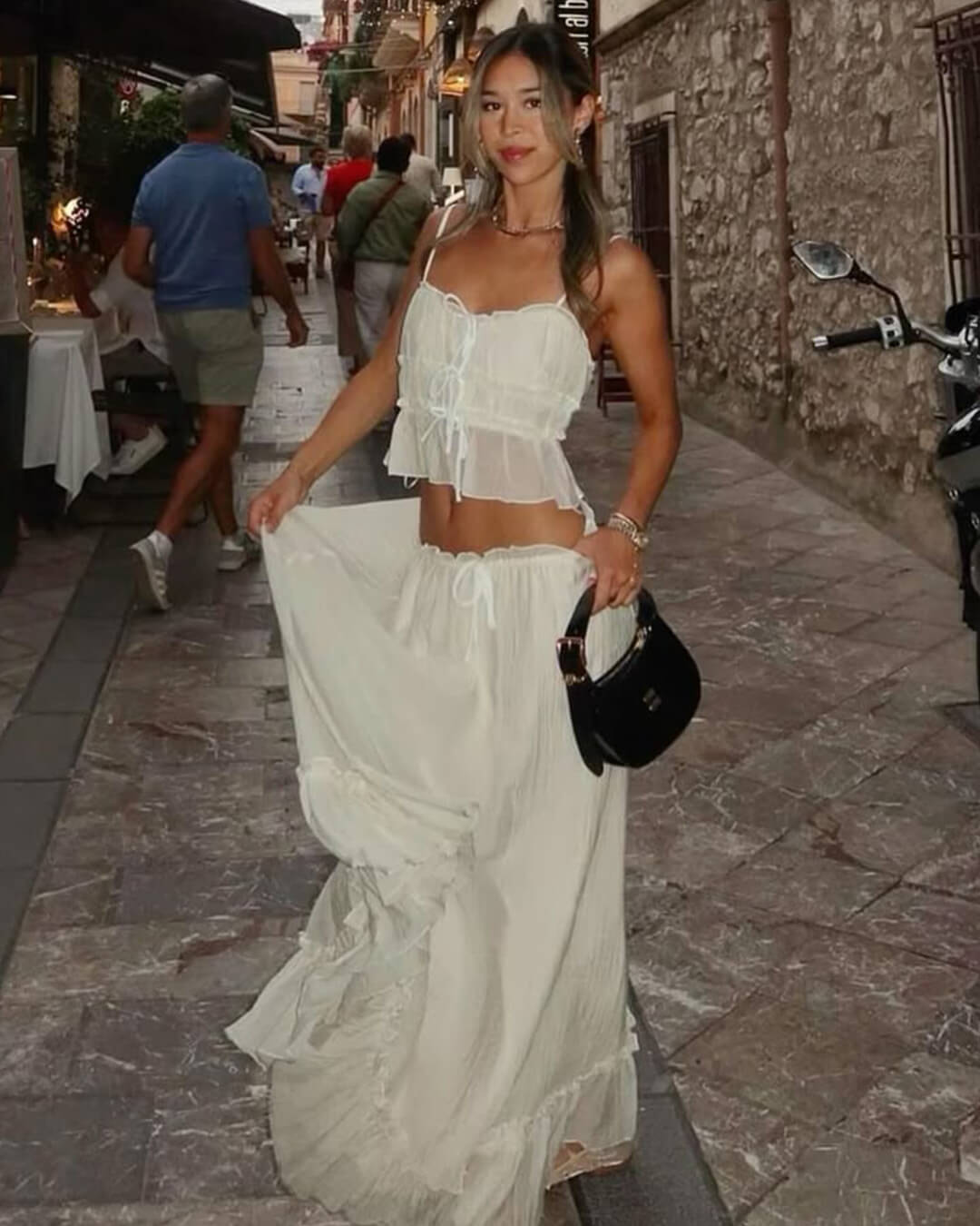 Valerie Set aus gerafftem Cami-Top und Maxi-Rock