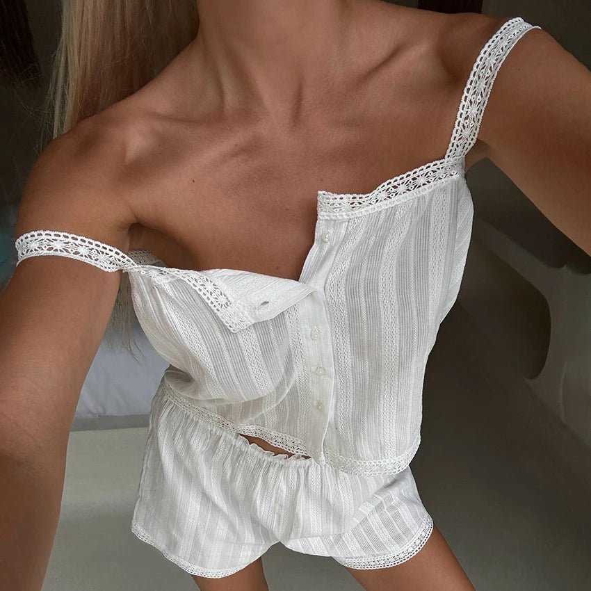Bianca Spitzenrand Pyjama-Short-Set