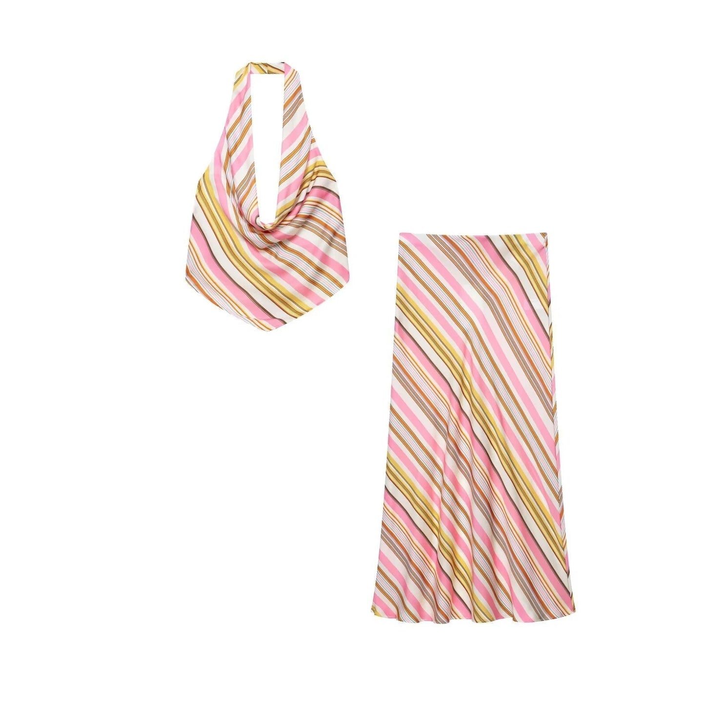 Marlowe Boho‑Streifen Satin Zweiteiler